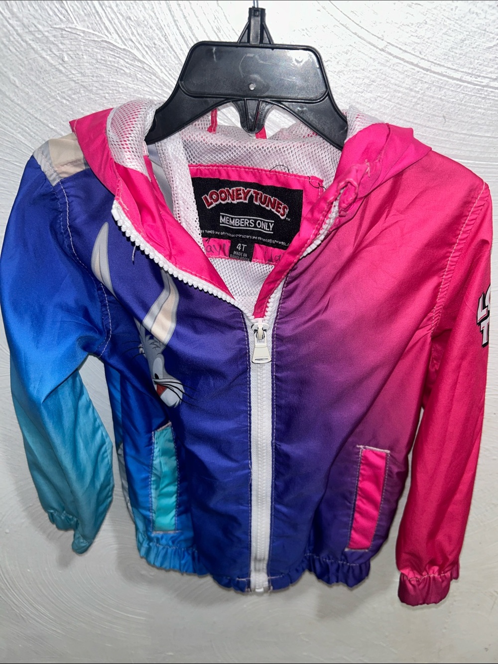 Looney Tunes Members Only Bugs Bunny Gradient Windbreaker - Pink Blue Purple
